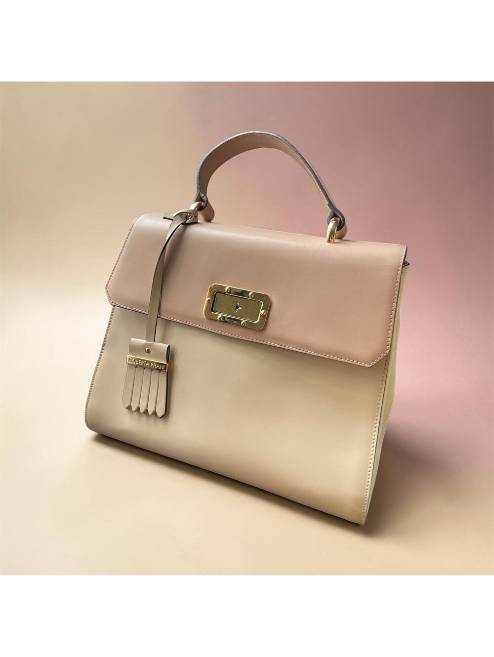 Roberta Prani Blush Pink Leather Top Handle Bag AS IS Flaw